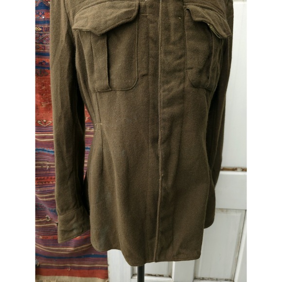 Vintage WW2 Canadian Cadet Wool Battledress Blouse Jacket Green OD 1940s M Army - Picture 6 of 16